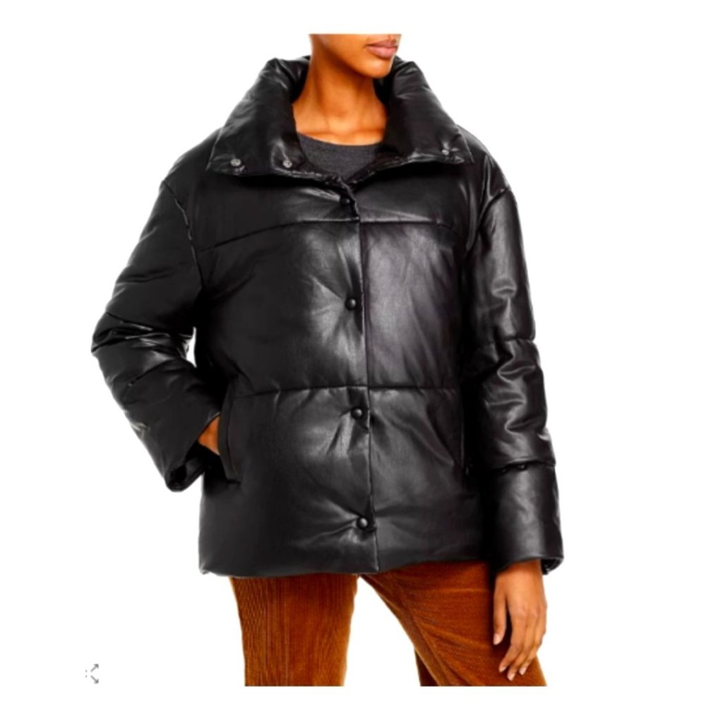 BAGATELLE NYC | Oversized Black Faux Leather Puffer Jacket | BRAND NEW! - LARGE